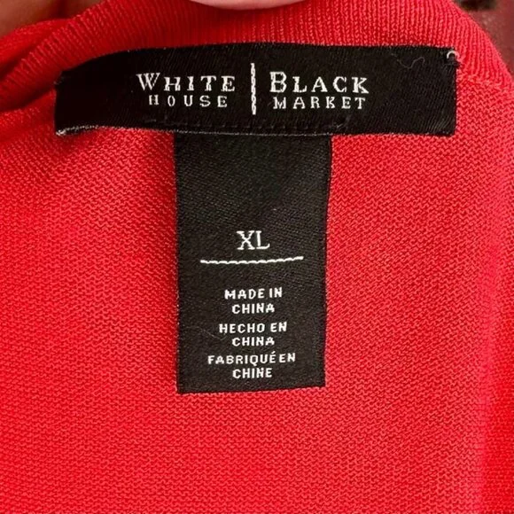 White House Black Market Snap Front Short Sleeve Orange Sweater Blouse Size XL - Picture 6 of 12